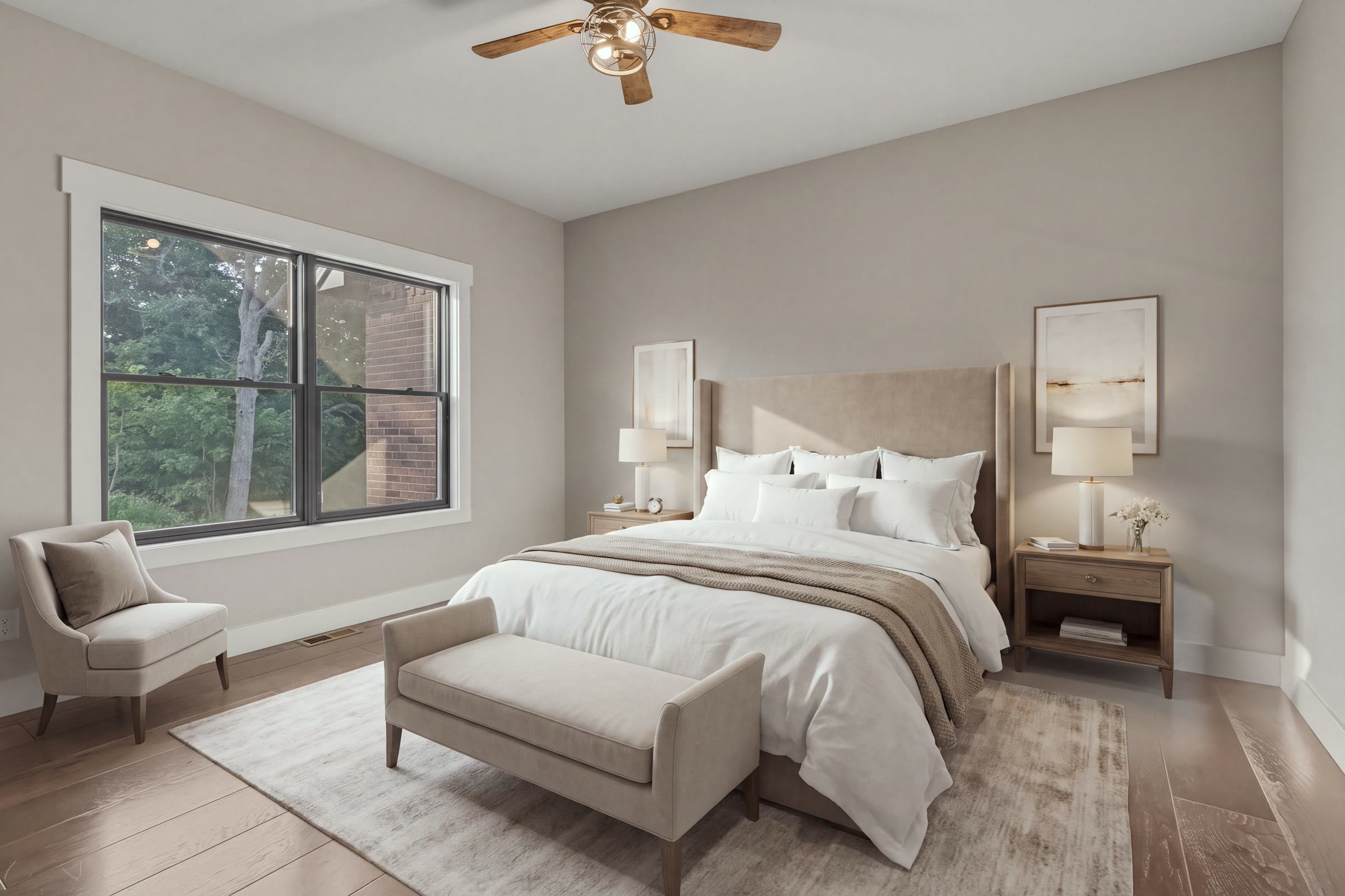 The same bedroom, virtually staged